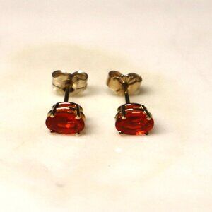 14k Yellow Gold Stud Earrings Mexican Fire Opal